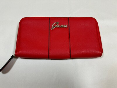 Guess Women's Red Monay SLG Zip Around Wallet New Very