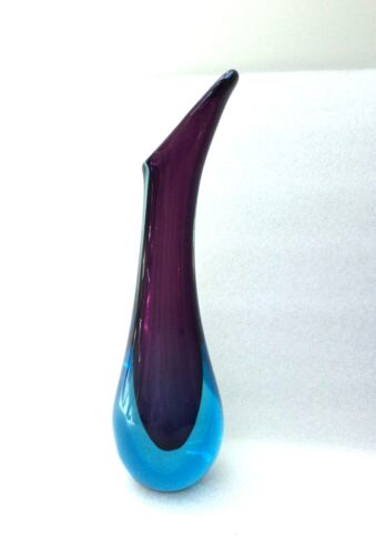 LARGE MURANO SOMMERSO SEGUSO PURPLE AND BLUE ART GLASS VASE - Picture 2 of 7