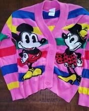 Mickey/Minnie Cardigan Youth Medium 100 Anniversary Disney Striped Pink Classic