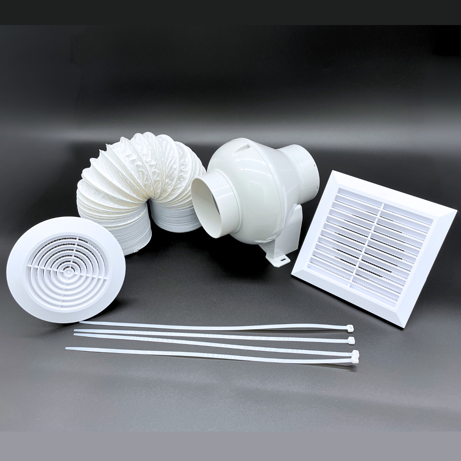 Inline 4"" 100mm Centrifugal Bathroom Loft Mounted Extractor Fan Kit