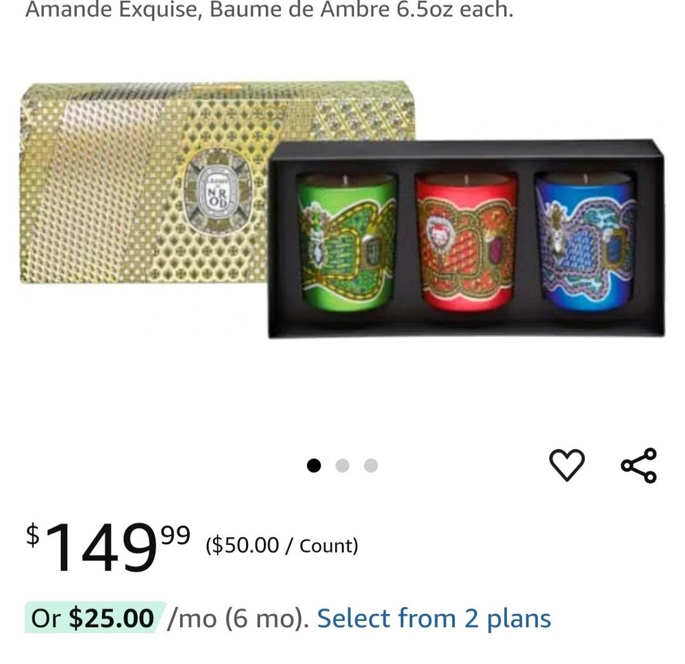 $149 Diptyque christmas limited edition 3*2.4oz  candles