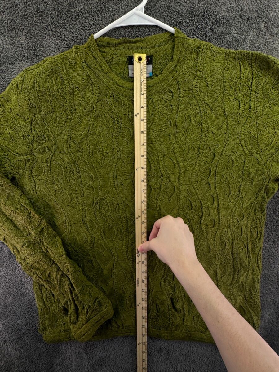 COOGI Basics Australia Sweater Solid Green 3D Knit XL Cotton COOGI Basics Australia Sweater Solid Green 3D Knit XL Cotton