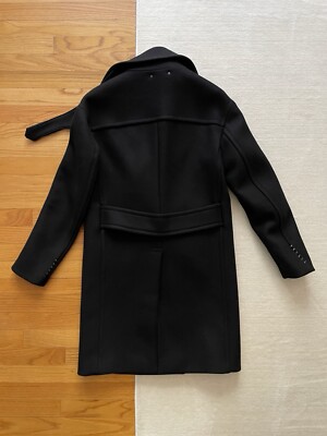 Coach 1941 Men Fall 2015 Black Wool Long Officer Coat Double