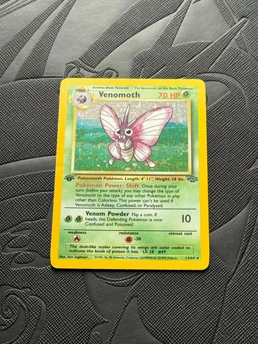 Venomoth - 13/64 Jungle 1st Edition Pokemon Base Set Holo Rare Card - Picture 2 of 7