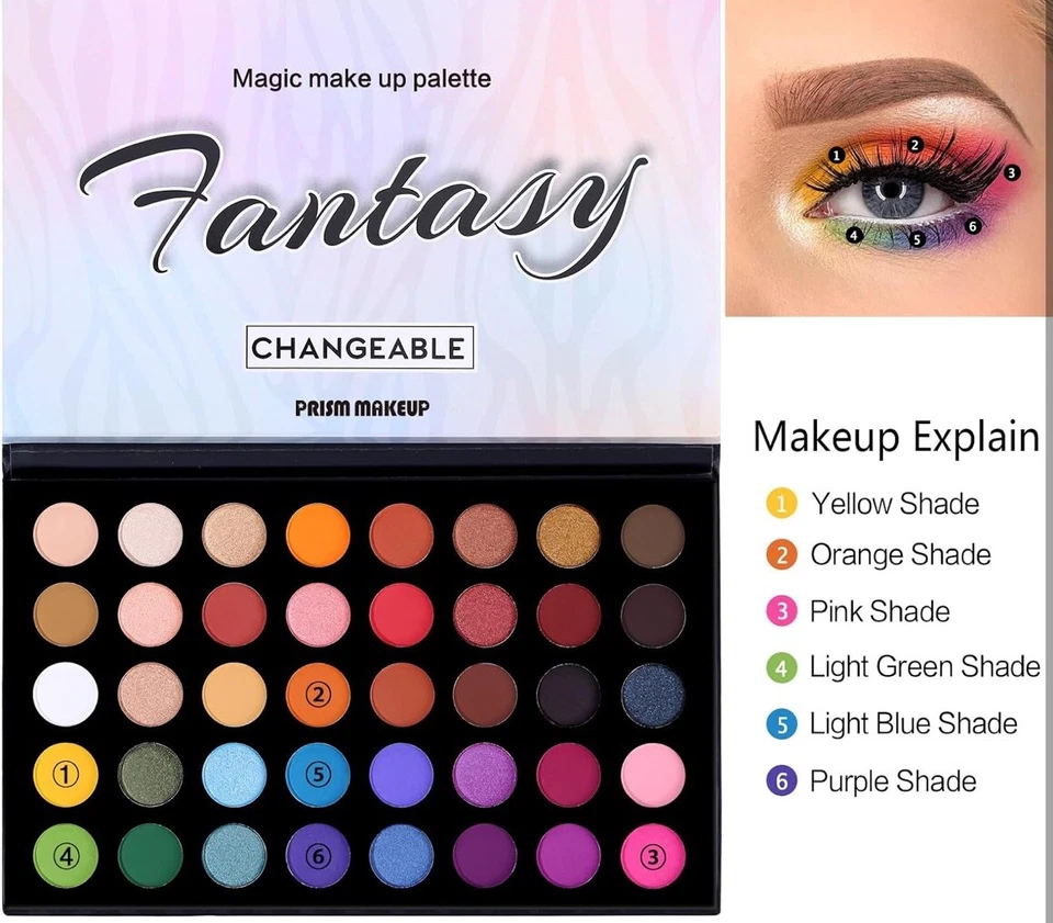 Highly Pigmented Eye Makeup Palette, Matte Shimmer Metallic Eyeshadow Pallet 40 - Image 4 of 4