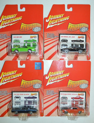 LOT OF 4 Johnny Lightning Muscle Cars 1969 Judge AMX Torino Super Bee Diecast