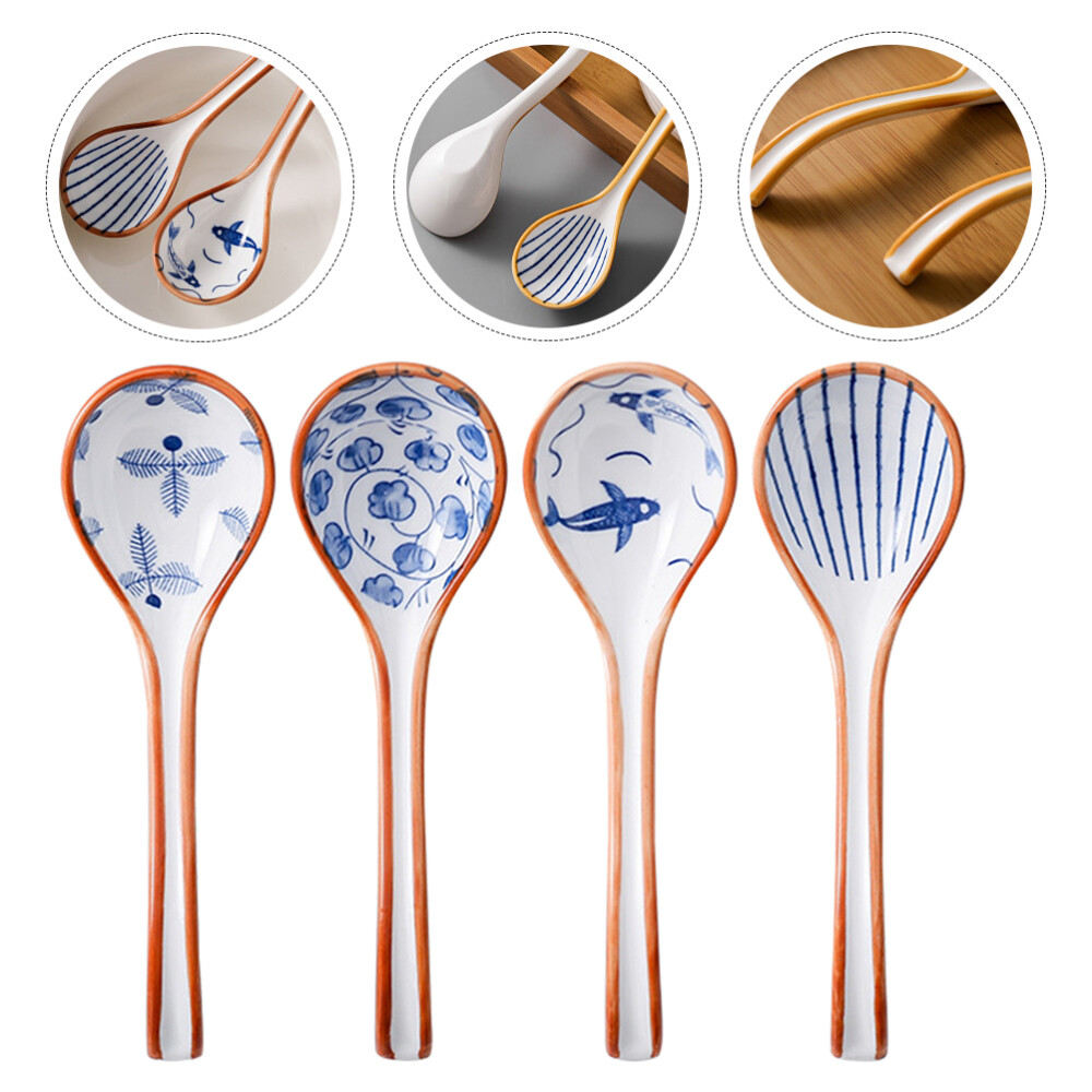 16 Pcs Ceramic Soup Spoon Japanese Serving Big Spoons Asian Bulk eBay