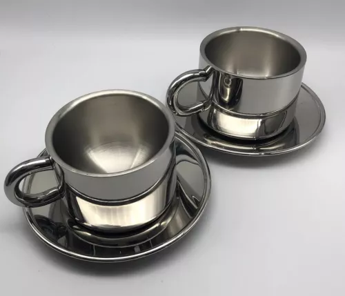 ARVIND Made in Italy Stainless Steel 18/10 Coffee Cups Mug 2 Set Hiking Camping