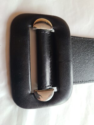 THEORY black leather wide belt size P | eBay display picture 1