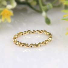 Girls PSCL Wave Band Ring 18k Gold Plated Engagement Band Ring Jewelry