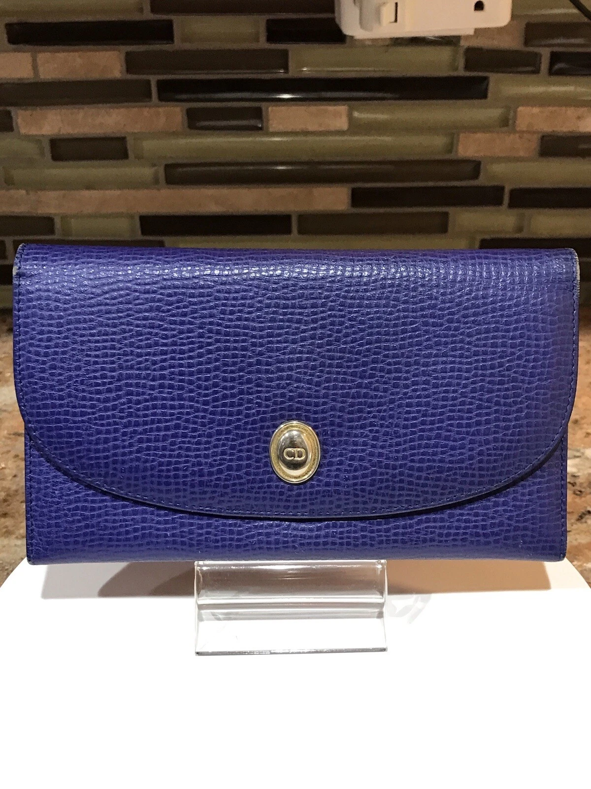 Portefeuille vintage en cuir signature Christian Dior 
