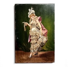 Georges Clairin Small Belle Epoque Oil Painting Frou Frou La Promenade 1880s