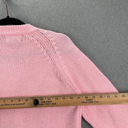 Vintage Fully Fashioned Cardigan Sweater Pink M 100% Virgin Acrylic Hand Loomed - Picture 11 of 12
