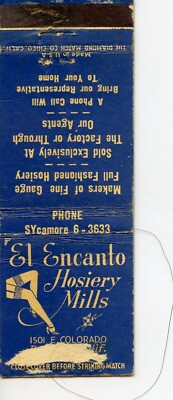 El Encanto Hosiery Mills,  Matchbook