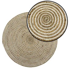 Tappeto Tappeto Rotondo Soggiorno Iuta Naturale Cotone Intrecciato Casale Jut...