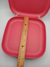 6 TUPPERWARE  8" Square Plates  #1534-4 Camping Picnic Lunch Snack Dark Pink