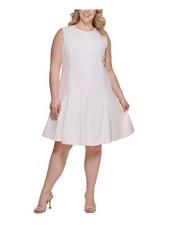 CALVIN KLEIN Womens Pink Sleeveless Fit + Flare Dress Plus 18W