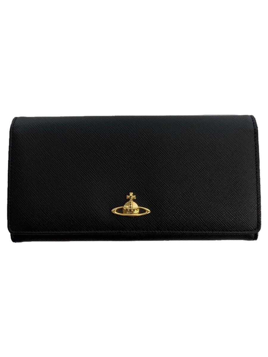 Vivienne Westwood Long Wallet Leather Black Plain Women