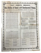 That Comical Brown's New Series of Comic and Sentimental Songs 1870s Broadsheet