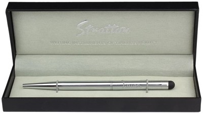 Personalisierter Stratton Kugelschreiber Silber Schaft mit Stylus - Kostenlose Lieferung