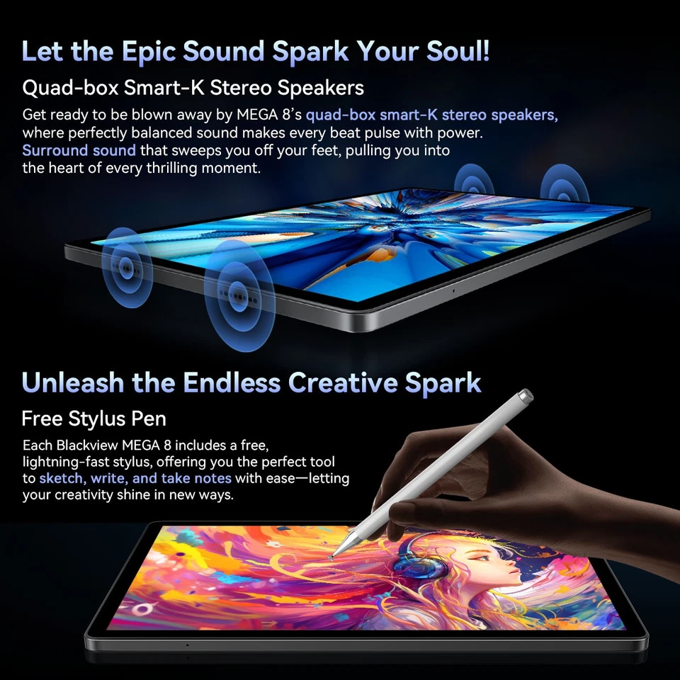 Blackview Mega 8 4G Android Tablet 13 Zoll 36GB+512GB 11000mAh NETFLIX Gemini AI - Bild 4 von 4
