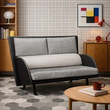 Vintage 1980s Sofa Velvet Leatherette with Pillowcases Italy