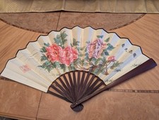 NEW HAND PAINTED FLOWER CALLIGRAPHY WOODED FAN L