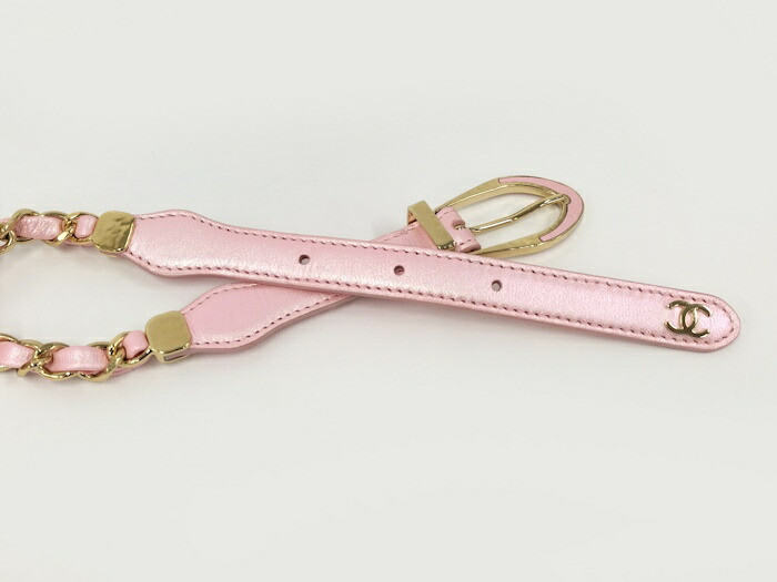 CHANEL ベルト チェーン レザー ピンク A24C AUTH CHANEL BELT CHAIN LEATHER PINK A24C COCO MARK CHANEL CHAIN