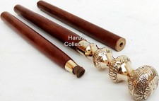 Brass Designer Victorian Handle Wooden Vintage Walking Cane Antique Style Stick