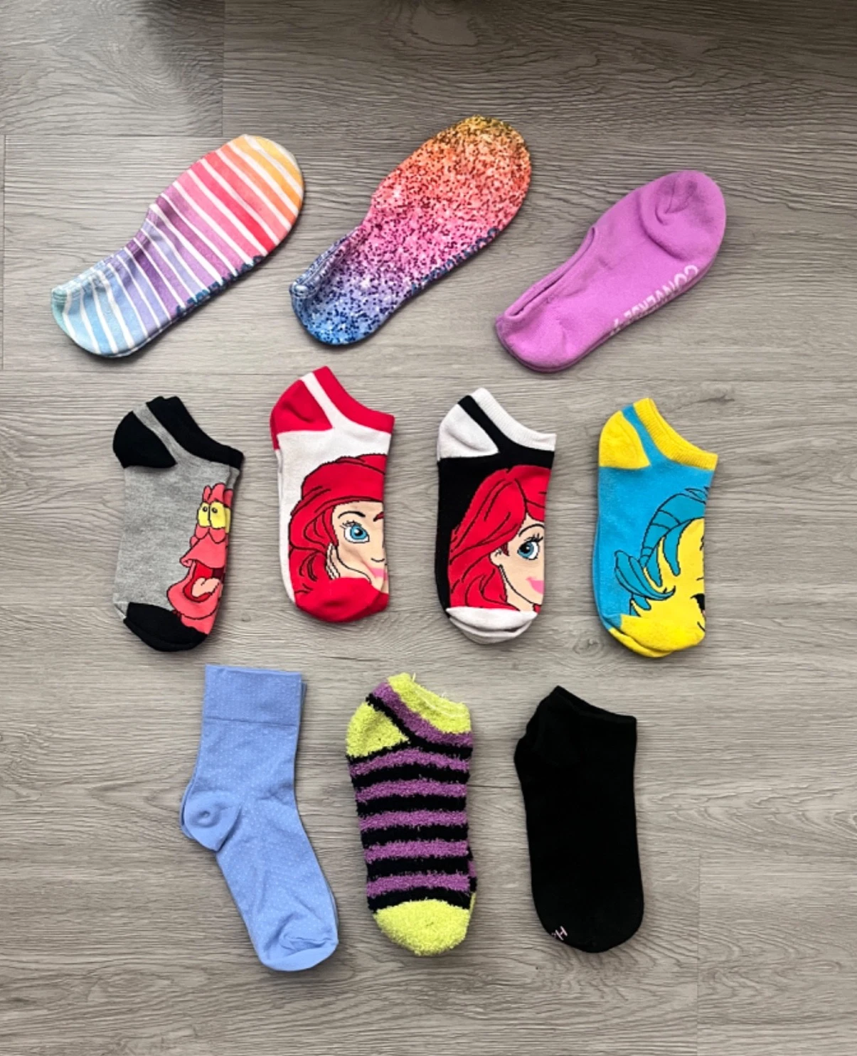10 Pairs of Women's Socks, Disney/Hanes/Converse