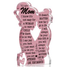 Mom Gifts from Daughter Small-Decor Acrylic Plaque Sign, Mom-Daughter