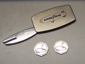Vintage Zippo Greenskeeper Golf Divot Tool Ball Markers Goodyear Logo