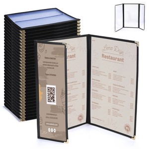 WeChef 30 Pcs Menu Covers 8.5x14" 2 Page 4 View & 4.25x14" Half Page Wine List