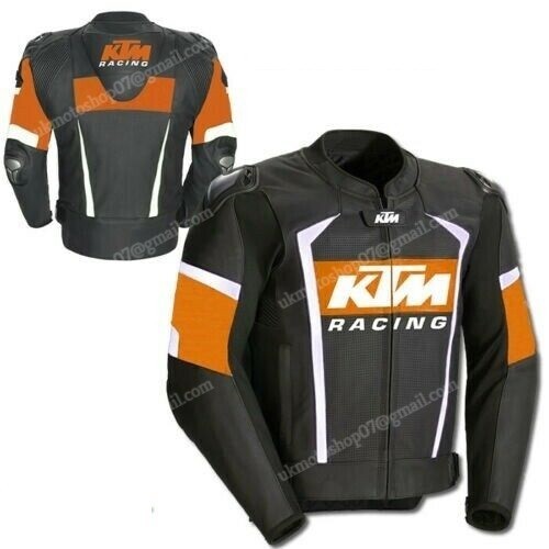 Blouson moto en cuir KTM Corsa de style MotoGP pour homme veste de course premium noir et orange