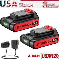 1-2Pack FOR Black and Decker 20V 4.0Ah Lithium Battery/Charger MAX LBXR20 LBX20