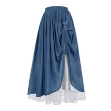 Women's Renaissance Skirt Victorian Peasant Double-Layer Maxi Long Skirt