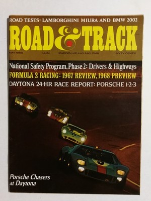 Road & Track May 1968 Lamborghini Miura BMW 2002  Fiat 850 Great Condition