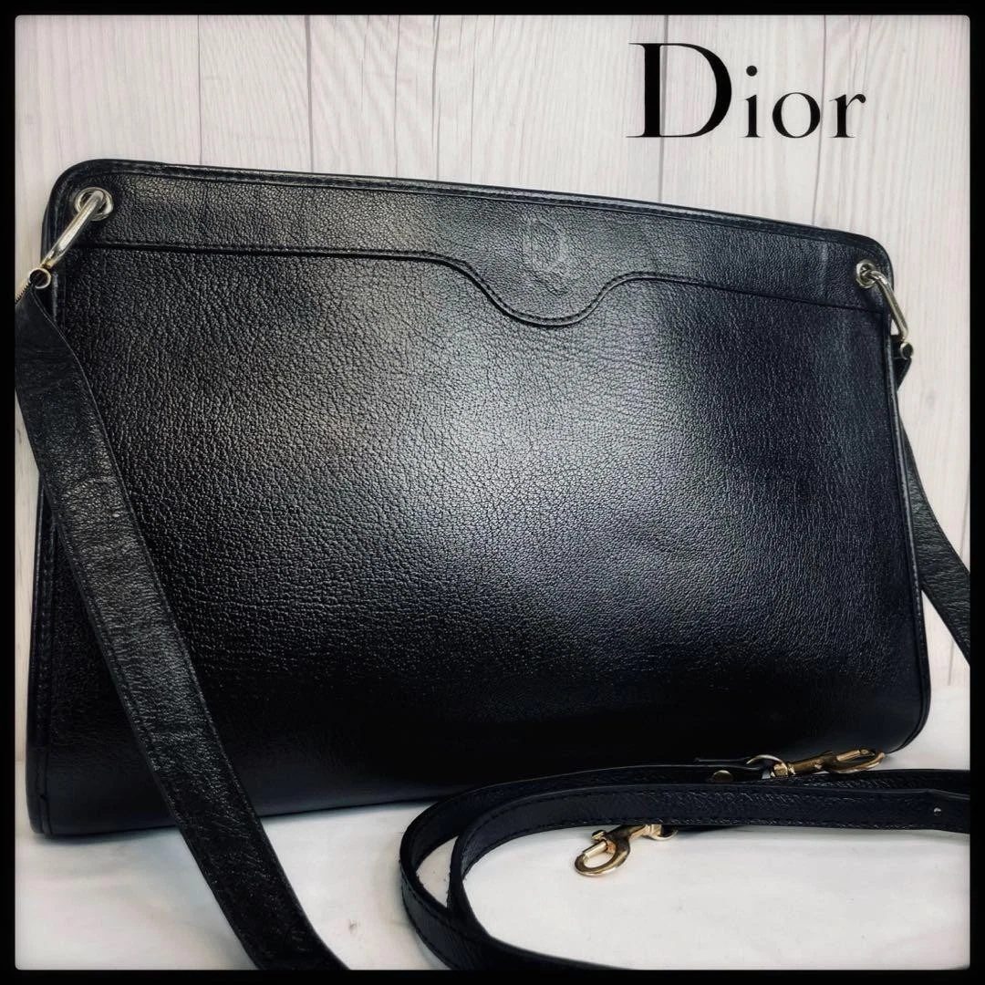 Beauty Dior Sac à Bandoulière Diagonale Suspendue Cuir Noir Sac Bag Bag Bag Bag