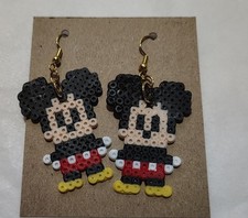 Mickey Mouse Perler Fuse Bead Earrings Pixel Art