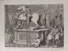 Antica Incisione Rame Re Corrado a Napoli Cavallo di Bronzo Tommaso De Vivo