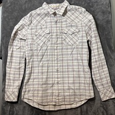 Vintage Levis Red Tab Mens Western Pearl Snap Shirt White Plaid Size M
