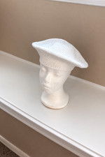 White Knit Beret Hat Women's Classic French Style Crochet Cap Fashion