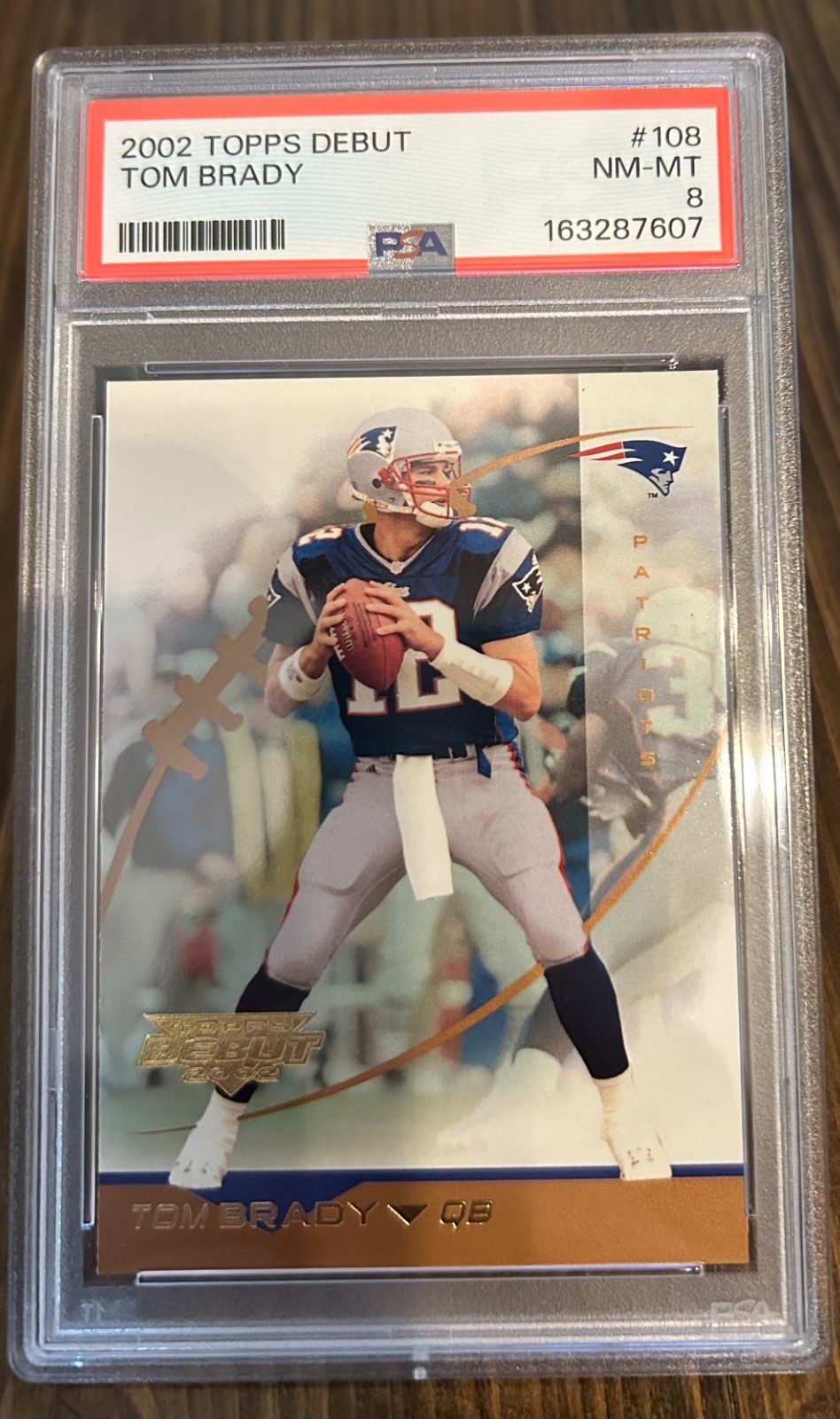 2002 TOM BRADY TOPPS DEBUT 108 PSA 8 NEW ENGLAND PATRIOTS GOAT