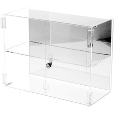 Plymor Acrylic Rectangular Locking Case, 1 Shelf Mirrored , 12" x 16" x 7"