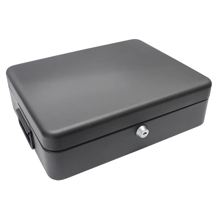 12"" Security Box Black Contents Secure Carry Handle Cathedral - 24 Hour Delivery