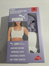 Puma Women's 2-Pack Square Neck Seamless Sports Bra, Purple/White, Size M