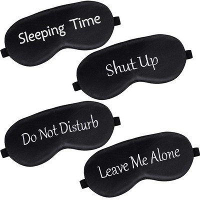 Geyoga 4 Pieces Funny Eye Mask for Sleep Soft Satin 4 Count, Black 