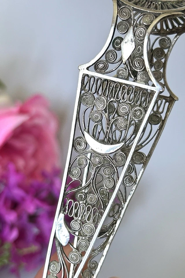 Antique Silver Filigree Sugar Tongs Victorian 5.75”L - Image 4 of 4