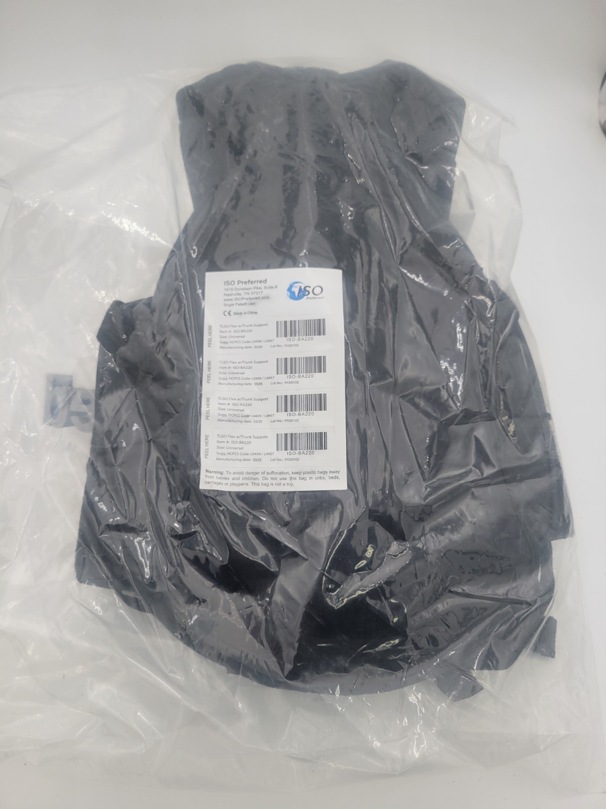 NEW ISO Preferred TLSO Flex w/Trunk Support Back Brace ISO-BA220 Universal Size