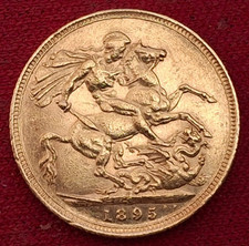 Gold Sovereign - 1895 Sydney Queen Victoria British Gold Coins 22ct gold 8 g